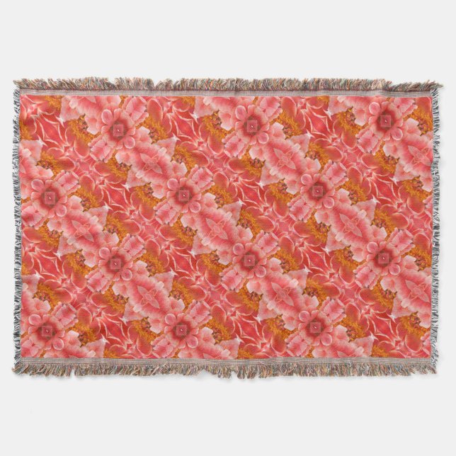 Couverture Jeter Blanket Coral Peony Motif (Devant)