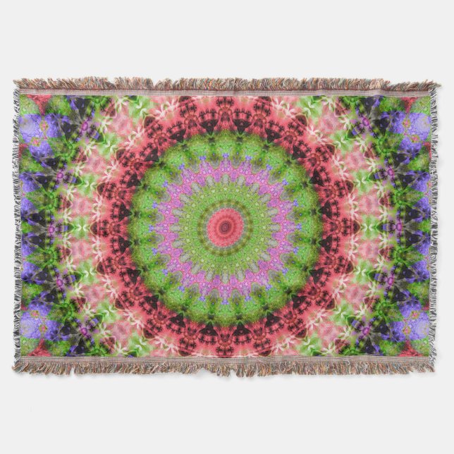 Couverture Jeter Blanket Mandala ronde motif kaléidoscope (Devant)