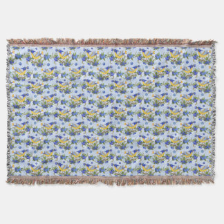 Couverture Jeter Oiseau Whimsical & Blueberries Bleu Jaune