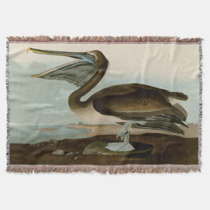 Couverture John James Audubon Peinture Pélicane Brown