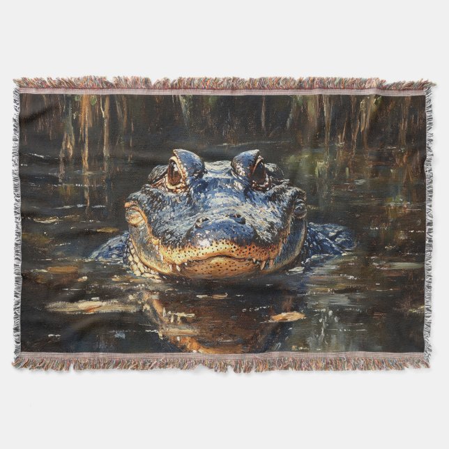 Couverture Joli Alligator en Floride Everglades Peinture (Devant)