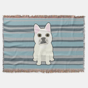 Couverture Joli Bouledogue Français rayé bleu