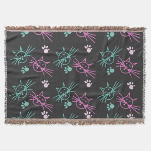 Couverture Joli chat Doodles rose Turquoise animal de compagn