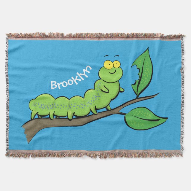 Couverture Joli dessin animé de chenille verte mignonne (Devant)