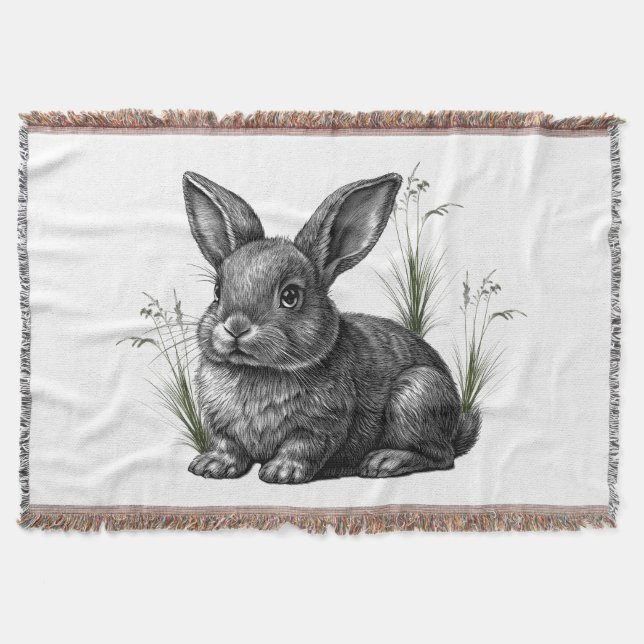 Couverture Joli lapin gris parmi les herbes (Devant)