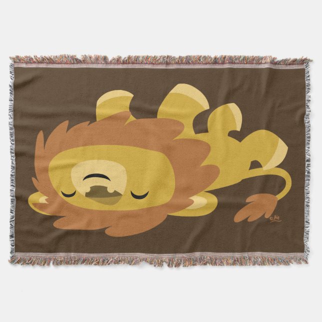 Couverture Joli Lion de Dessin Animé Paresseux (Devant)