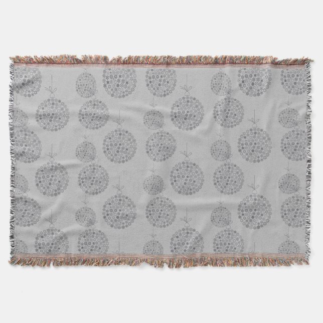 Couverture Joli Monochromatique Gris Motif de boules de Noël (Devant)
