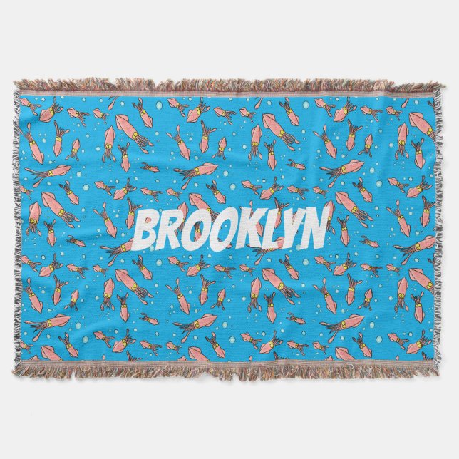 Couverture Joli motif caricature de calmar rose (Devant)