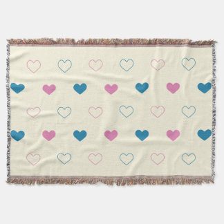 Couverture Joli motif de cœur simple bleu rose crème
