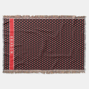 Couverture Joli motif de fraise rose noir monogramme féminin