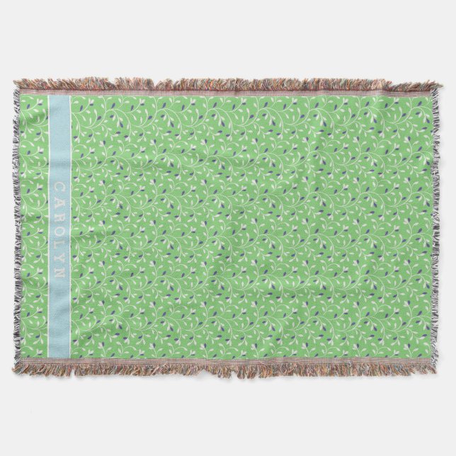 Couverture Joli motif de monogramme aux feuilles vertes frisé (Devant)