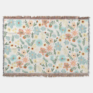 Couverture Joli motif floral coloré et décontracté blanc pour