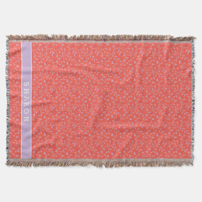 Couverture Joli motif floral violet pastel avec monogramme fé (Devant)