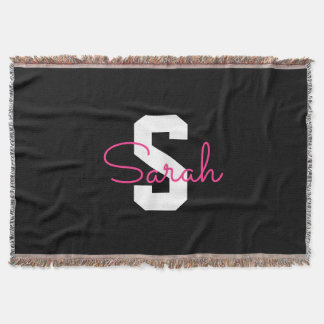 Couverture Joli nom et monogramme | Noir Blanc et Rose