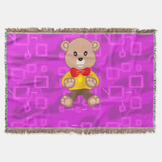 Couverture Joli ours en peluche sur fond géométrique rose