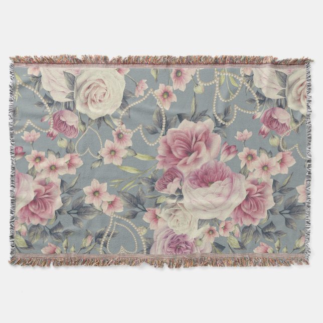 Couverture Joli rose Floral et Pearl Hearts Motif (Devant)