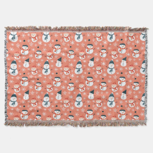 Couverture Joli Snowman Snowflake Motif sans couture Noël (Devant)