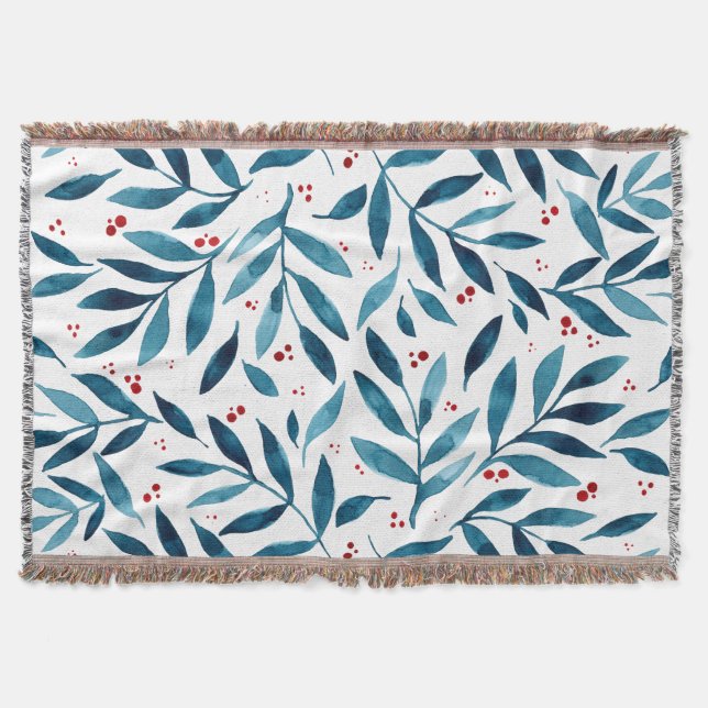 Couverture Jolies branches d'aquarelle - turquoise et rouge (Devant)