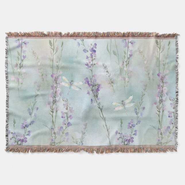 Couverture Jolies fleurs de lavande romantiques libellules (Devant)