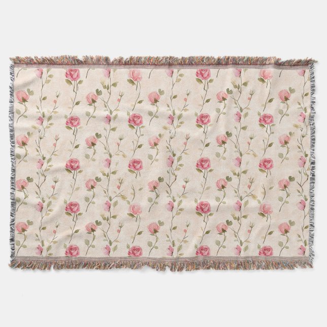 Couverture Jolies Roses Fleurales Roses Crème Rose (Devant)