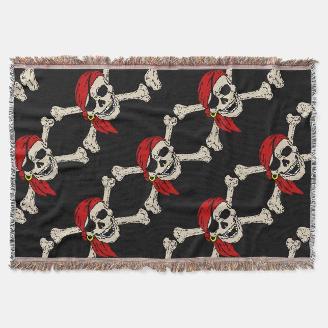 Couverture Jolly roger Pirate Os crâne Rouge Bandanna (Devant)