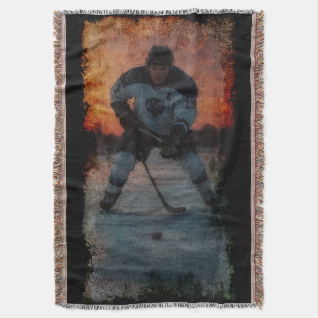Couverture Joueur de hockey sur glace au coucher du soleil (devant Vertical)