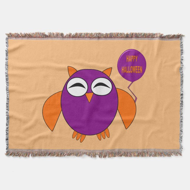 Couverture Joyeux Halloween Party Owl Throw Blanket (Devant)