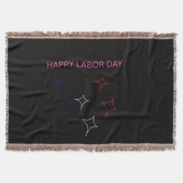 Couverture Joyeux Labor Day Étoiles Patriotiques Plaid (Devant)
