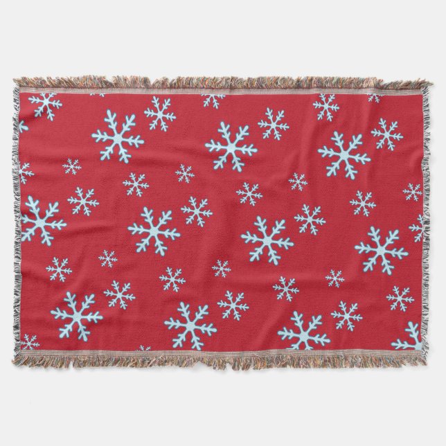 Couverture Joyeux Noël Flocon de Neige Bleu Vacances Hiver (Devant)