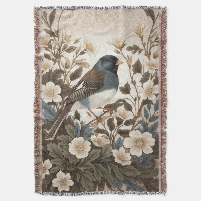 Couverture Junco aux yeux noirs élégant floral crème (devant Vertical)