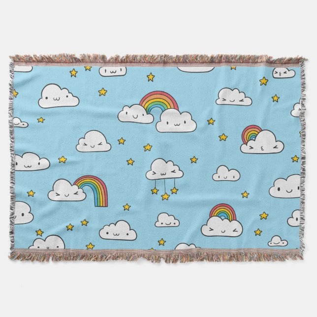 Couverture Kawaii Cute Stars Nuages et Rainbows (Devant)