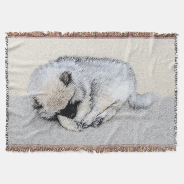 Couverture Keeshond Sleeping Puppy Peinture Chien Art origina (Devant)