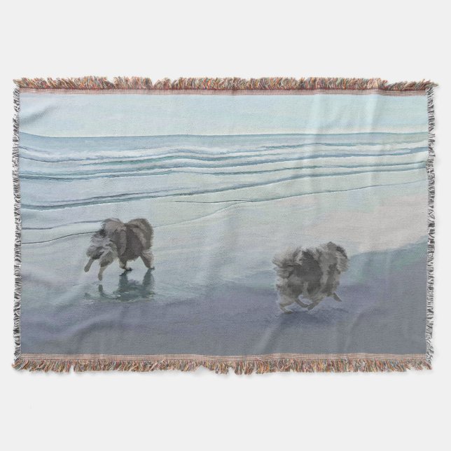Couverture Keeshonds at the Seashore Peinture Dog Art (Devant)