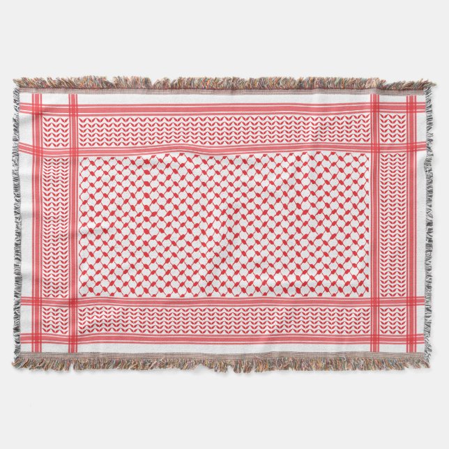 Couverture Keffiyeh Palestine Motif Rouge (Devant)