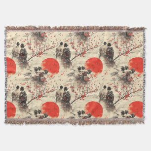 Couverture Kimono Couple Sakura Romantique Motif (3)