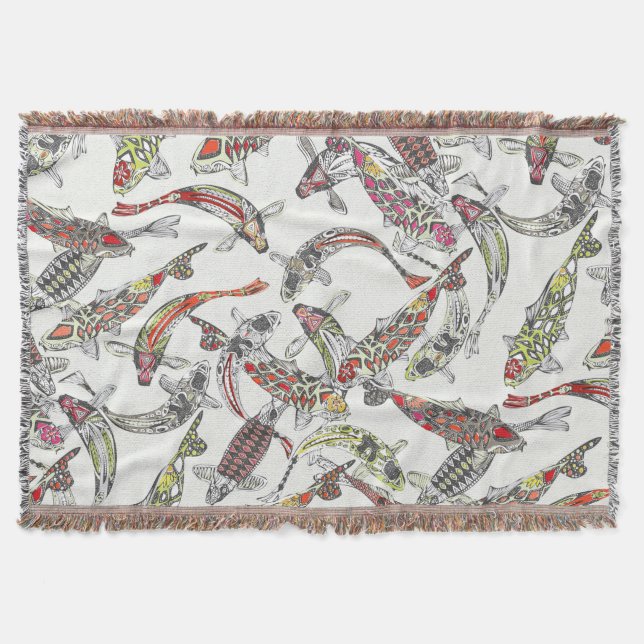 Couverture koi chanceux blanc (Devant)