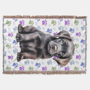 Couverture Labrador Retriever Colorful Empreintes de pattes C