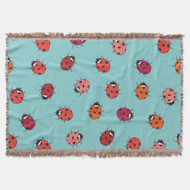 Couverture Ladybugs, arrière - plan bleu, charmant patte sans (Devant)