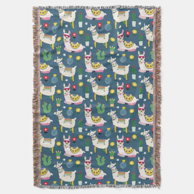 Couverture Lamas dans le motif de lunettes de soleil (devant Vertical)