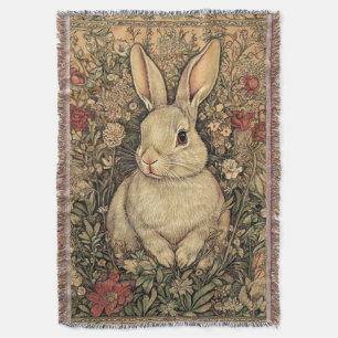 Couverture Lapin Brun de Style Cottage William Morris Vintage