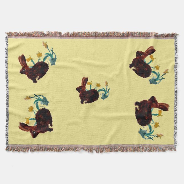 Couverture Lapin de printemps Jonquilles Personnalisable (Devant)