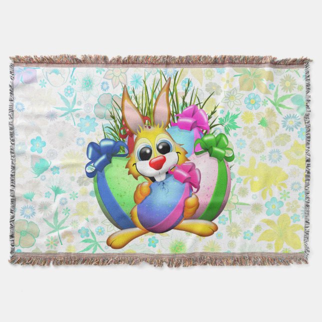 Couverture Lapin drôle mordant un œuf de Pâques (Devant)