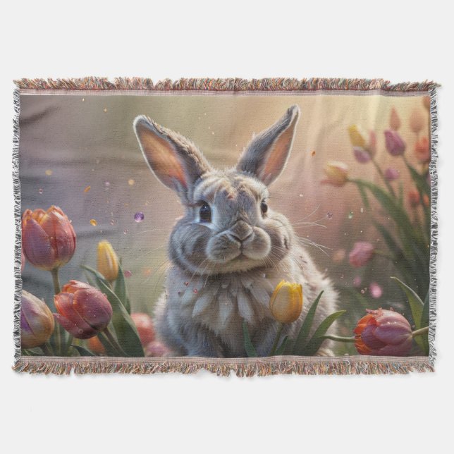 Couverture lapin et tulipes (Devant)