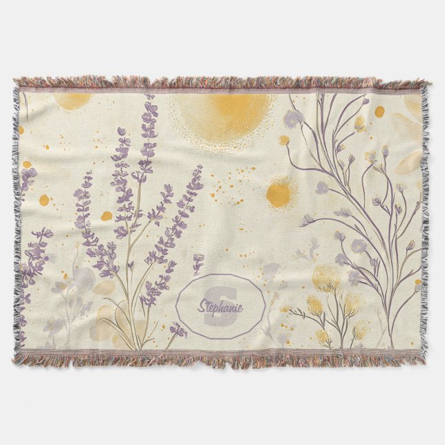 Couverture Lavande blanche et motif floral jaune (Devant)