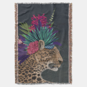 Couverture Leopard avec tête tropicale
