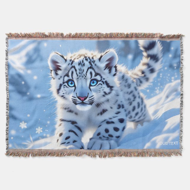 Couverture Léopard bébé neige mignon fantastique (Devant)