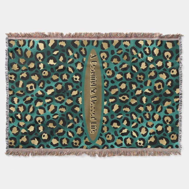 Couverture Leopard Tropical Gold Green (Devant)