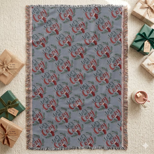 Couverture Lettre de pin de baie de vacances cosy (Cozy Holiday Pine Berry Lettering Throw Blanket)