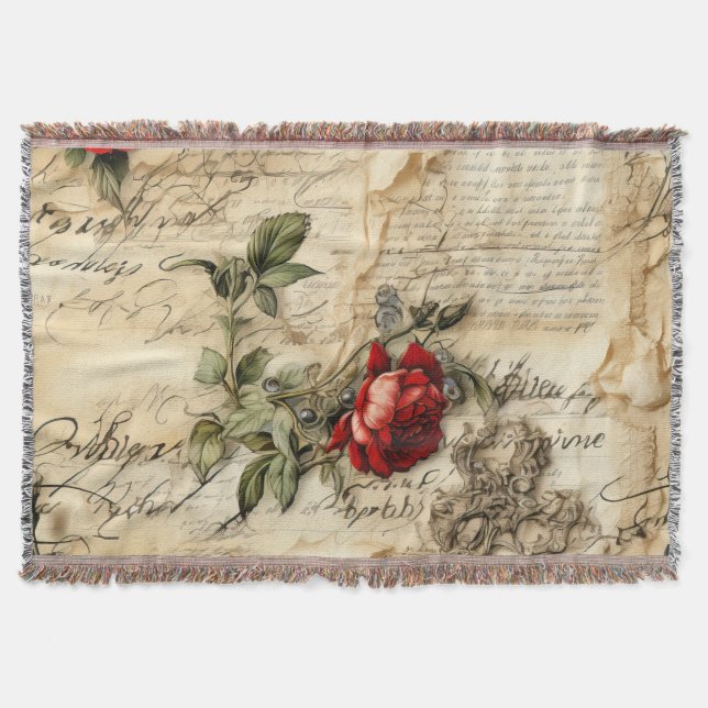Couverture Lettre vintage d'amour parchemin avec fleurs (9) (Devant)