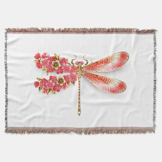 Couverture libellule de fleurs avec sakura de bijoux (Devant)